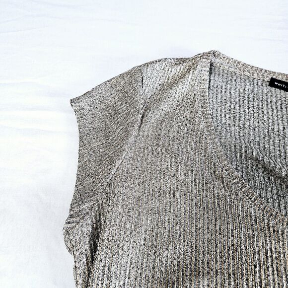 White House Black Market Womens Blouse Gold Size Small Polyester Blend Stretch - Picture 9 of 12